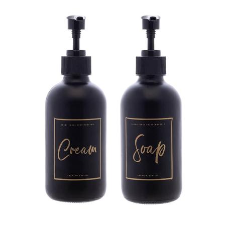 Imagem de Dispenser de Sabonete Líquido e Creme Preto 250mL 2 peças - Lyor 2685 + 2686