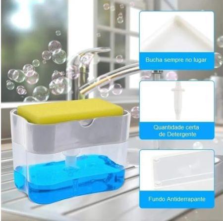 Imagem de Dispenser Detergente Porta Esponja 2 em 1 Dosador Lavanderia Banheiro Cozinha