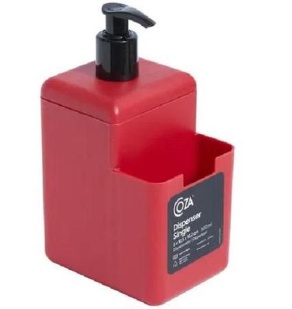 Imagem de Dispenser Dispensador Detergente Líquido Organizador Porta Sabão Esponja Single Vermelho Coza