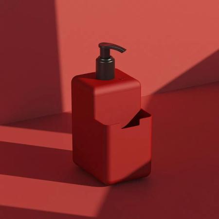 Imagem de Dispenser Dispensador Detergente Líquido Organizador Porta Sabão Esponja Single Vermelho Coza