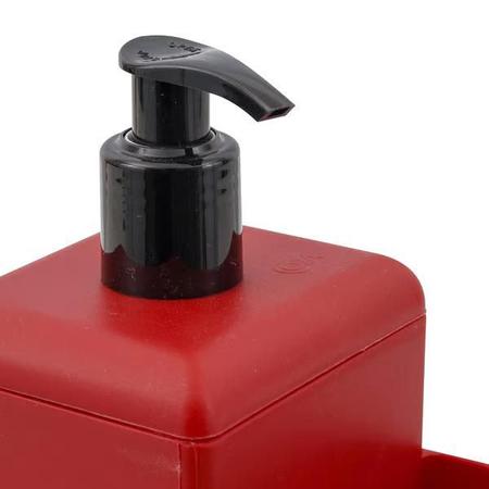 Imagem de Dispenser Dispensador Detergente Líquido Organizador Porta Sabão Esponja Single Vermelho Coza