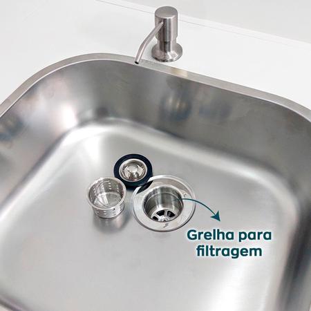 Dispenser Dosador Detergente 350ml E Valvula Pia Cozinha 3 1/2 Inox Ralo Basket Com Cesto Higienico Escoamento Cuba E Porta Detergente De Embutir Kit - Dona D.cor Imagem de Dispenser Dosador Detergente 350ml E Valvula Pia Cozinha 3 1/2 Inox Ralo Basket Com Cesto Higienico Escoamento Cuba E Porta Detergente De Embutir Kit