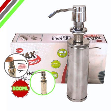 Imagem de Dispenser Dosador Detergente Sabonete Embutir Aço Inox 500ml