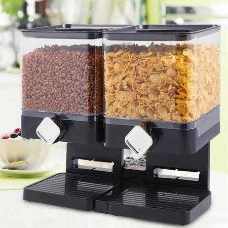 Imagem de Dispenser duplo de cereais porta alimentos sucrilhos granola com 2 potes hermeticos luxo kangur