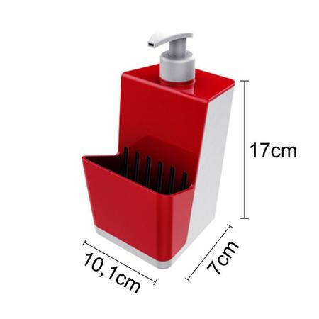 Imagem de Dispenser Para Detergente de Pia 500ml Branco e Vermelho