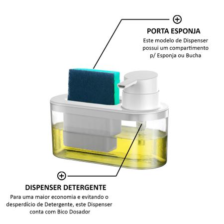 Imagem de Dispenser Porta Detergente Esponja Bucha Pia C/ Bico Dosador