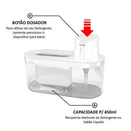 Imagem de Dispenser Porta Detergente Esponja Bucha Pia C/ Bico Dosador