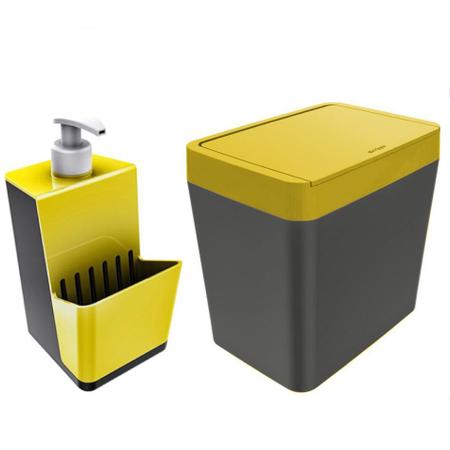 Imagem de Dispenser Porta Detergente Lixeira 5L Cozinha - Amarelo
