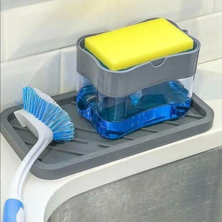 Imagem de Dispenser Sabão 2x1 Detergente Suporte Porta Bucha Esponja