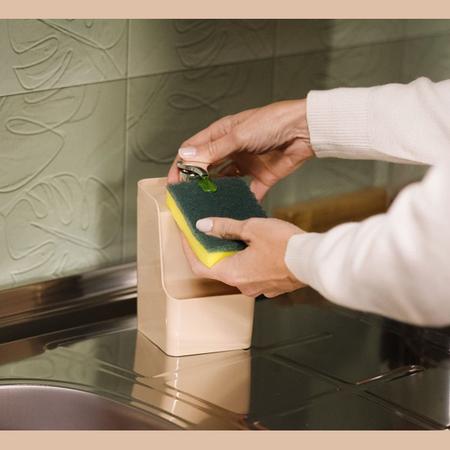 Dispenser slim pia porta detergente esponja de plástico - UZ Imagem de Dispenser slim pia porta detergente esponja de plástico