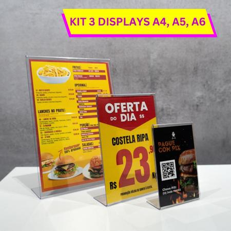 Imagem de Display Expositor Kit A4 A5 A6 Em L Ps Cristal Acrílico 3 un