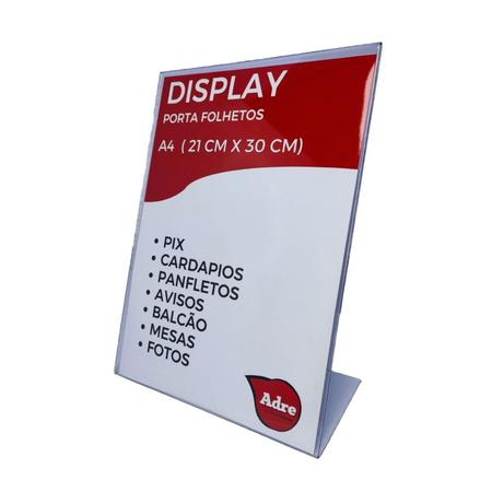 Imagem de Display Expositor Suporte A4 L 21x30 Acrílico (PS)