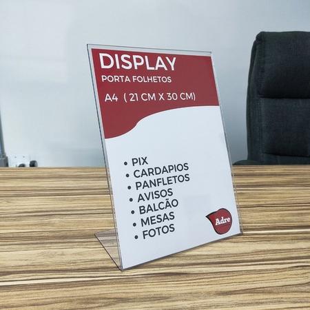 Imagem de Display Expositor Suporte A4 L 21x30 Acrílico (PS)
