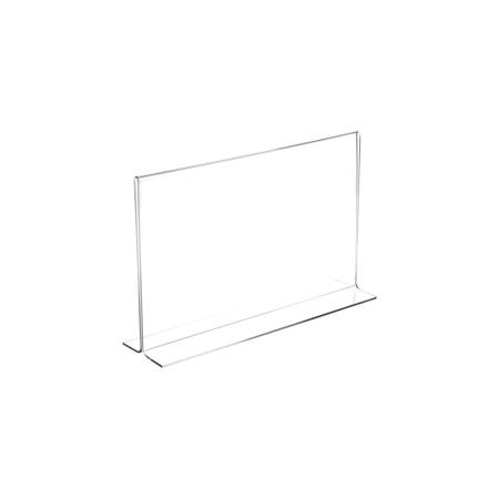 Imagem de Display Expositor Suporte PS Acrilico em T tamanho A5 15x21cm de mesa e balcão no formato horizontal