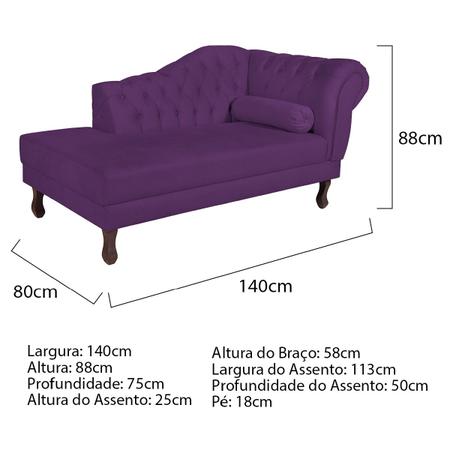 Imagem de Diva Recamier Diana 140cm Lado Esquerdo Suede - Amarena Móveis