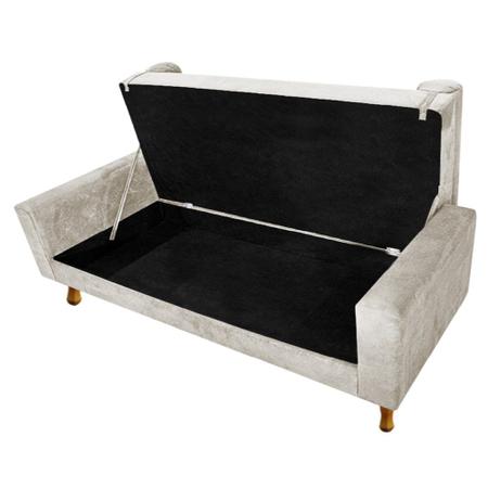 Imagem de Divã Recamier Sofá Félix 100 cm Suede Bege para Sala de Estar Recepção Quarto - AM Decor