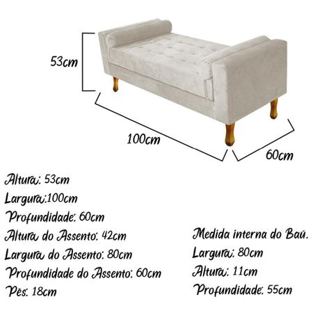 Imagem de Divã Recamier Sofá Félix 100 cm Suede Bege para Sala de Estar Recepção Quarto - AM Decor