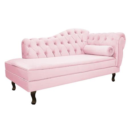 Imagem de Divã Recamier Sofá Juliana 160cm Lado Esquerdo Sintético Rosa Bebê - AM Decor