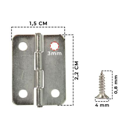 Imagem de Dobradiça Com Parafuso P 2,2cm Para Artesanato - 10 Unidades