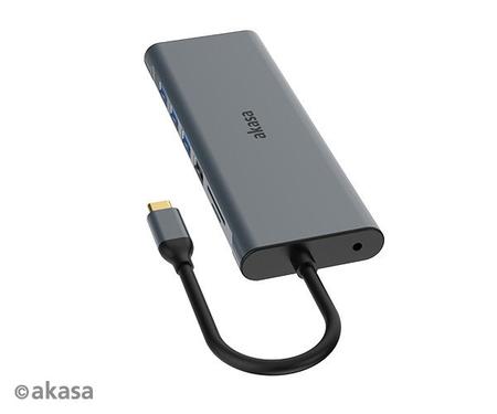 Imagem de Dock Hub Akasa USB tipo C 14 em 1 4K HDMI, VGA, USB 3.2, USB 2.0, Ethernet, leitor de cartão, entrada de áudio PD de 60W