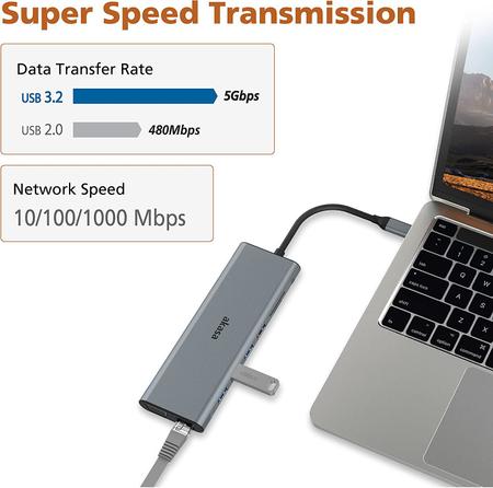 Imagem de Dock Hub Akasa USB tipo C 14 em 1 4K HDMI, VGA, USB 3.2, USB 2.0, Ethernet, leitor de cartão, entrada de áudio PD de 60W