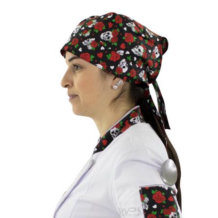 Imagem de Dólmã e Bandana Chef de Cozinha Caveirinhas Feminino