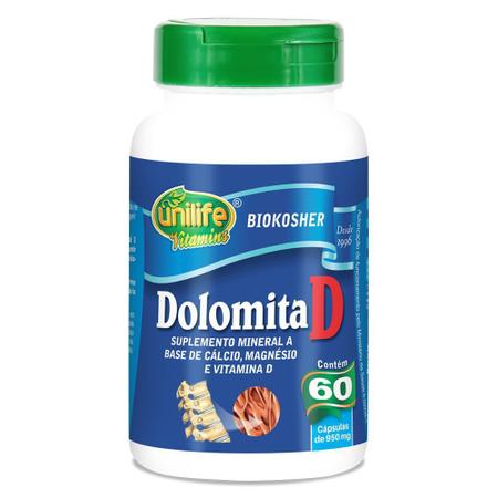 Dolomita D 950mg 60 cáps - Unilife Imagem de Dolomita D 950mg 60 cáps - Unilife