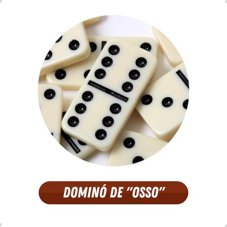 Jogo De Dominó De Osso Profissional 8mm Com Maleta Luxo - Grande