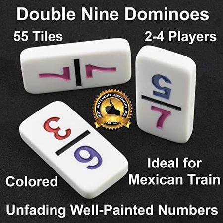 Dominó de Trem Mexicano Conjunto com Números, Novo 2022 - Conjunto de  Dominó Duplo Nove para Adultos, Jogo de Tabuleiro Clássico, Dominó Numeral  Duplo 9, Conjunto 55 Telhas Numéricas com Cubo em