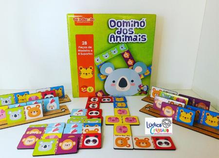 Dominó Animais em Inglês Jogo Educativo de Madeira Brinquedos Educativos  Bambalalão Brinquedos Educativos