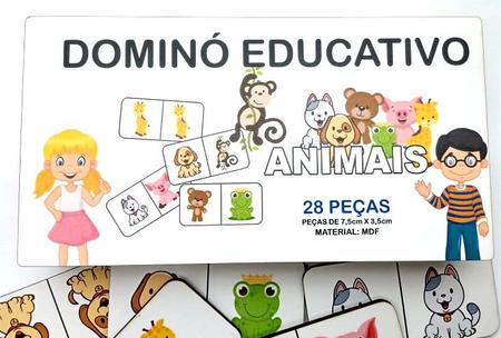 Jogo Educativo Pedagógico Infantil Dominó De Animais 28 Peças