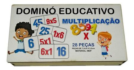 Dominó Jogo Educativo Pedagógico Mdf Matematico Multiplicação 28pcs Mega  Impress - Mega Genial