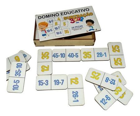 Dominó Jogo Educativo Pedagógico Mdf Matematico Multiplicação 28pcs Mega  Impress - Mega Genial