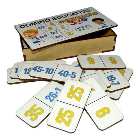 Dominó Jogo Educativo Pedagógico Mdf Matematico Multiplicação 28pcs Mega  Impress