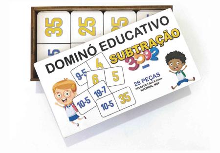 Dominó Jogo Educativo Pedagógico Mdf Matematico Subtração 28pcs Mega  Impress - Mega Genial