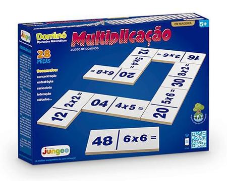 Dominó Jogo Matemática Multiplicação Em Madeira - Junges - Jogo de Dominó,  Dama e Xadrez - Magazine Luiza