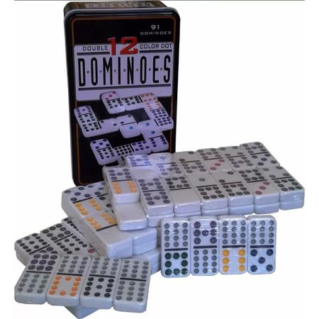 Conjunto de dominó duplo com 12 peças de trem mexicano colorido com 91 peças