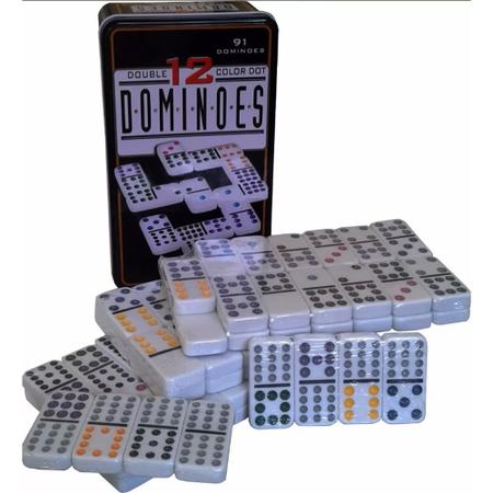 Jogo Domino Mexicano Double12 Colorido 91 Pedras Melanina
