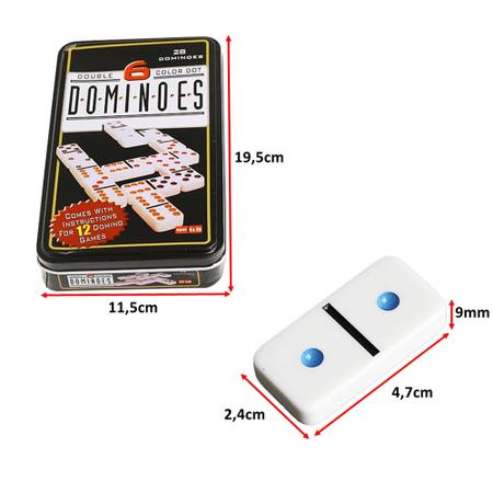 Jogo de Dominó com 28 Dominós Colorido com 12 Instruções - Dominoes - Jogo  de Dominó, Dama e Xadrez - Magazine Luiza