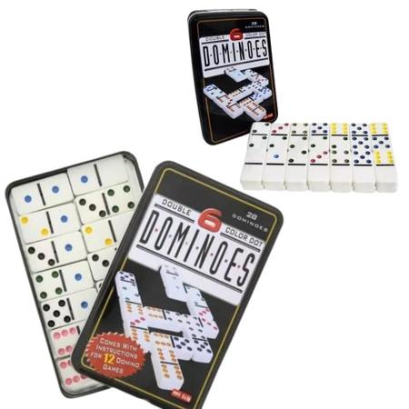 Jogo De Domino Com Estojo Em Lata 28 Peças Diversão Garantida