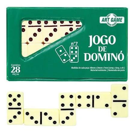 Jogo De Domino Osso Profissional Estojo Com 28 Peças Cores