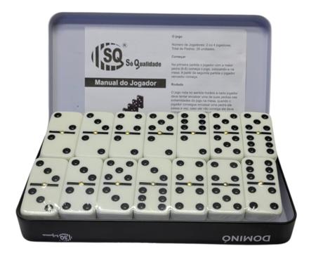 Jogo Domino de Osso Profissional Grande 54x27x12mm Com Estojo 28