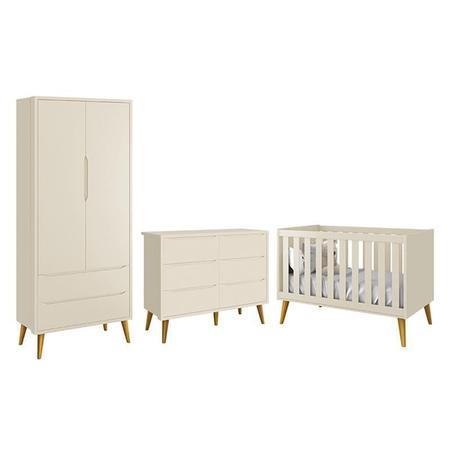 Dormitório Completo Infantil Theo 2 Portas, Cômoda 6 Gavetas e Berço com Pés Amadeirado - Reller Móveis Imagem de Dormitório Completo Infantil Theo 2 Portas, Cômoda 6 Gavetas e Berço com Pés Amadeirado - Reller Móveis