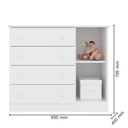 Imagem de Dormitório Infantil Doce Sonho 2 Portas, Cômoda 1 Porta e Berço Mini Cama Branco - Qmovi