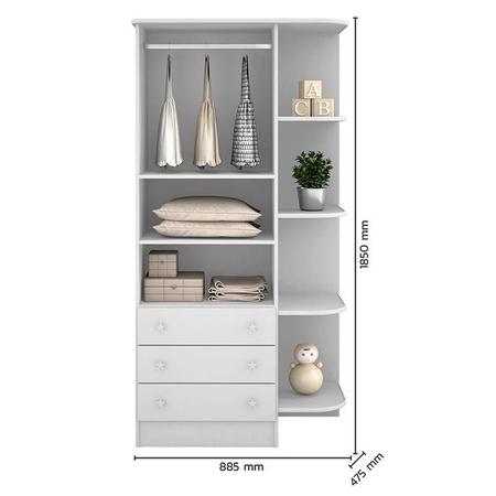 Imagem de Dormitório Infantil Doce Sonho 2 Portas, Cômoda 1 Porta e Berço Mini Cama Branco - Qmovi