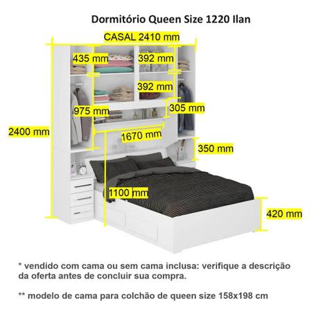 Imagem de Dormitório Queen Size Sem Cama 1220S Castanho