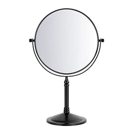 Imagem de DOWRY Espelho de Maquiagem 10x Ampliação Vanity Mirror Tabletop de dois lados giratório preto fosco