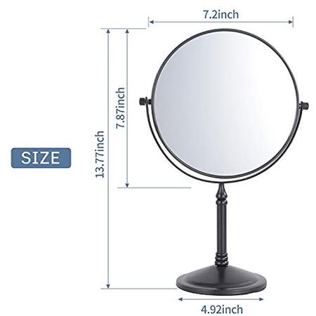 Imagem de DOWRY Espelho de Maquiagem 10x Ampliação Vanity Mirror Tabletop de dois lados giratório preto fosco