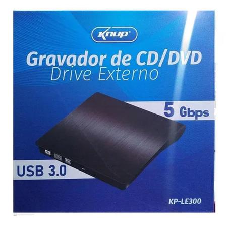 Leitor de Dvd e Cd Externo Usb 3.0 Portátil Slim 5 Gbps para Notebook Pc -  Knup - Leitor e Gravador de CD / DVD - Magazine Luiza