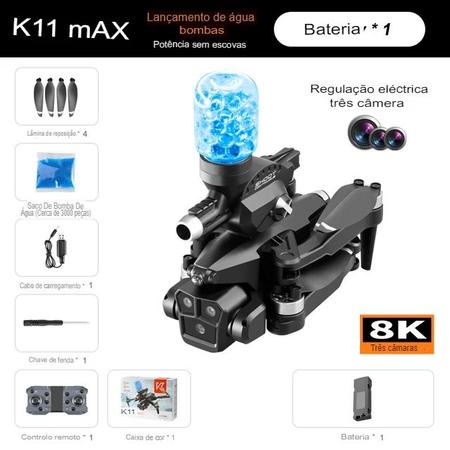 Imagem de  Drone K11 Max Prof Lança Bolinhas de Gel, Com 3 Câmeras HD 8K